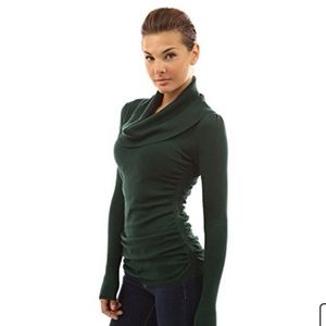 Ruched cowl neck sweater